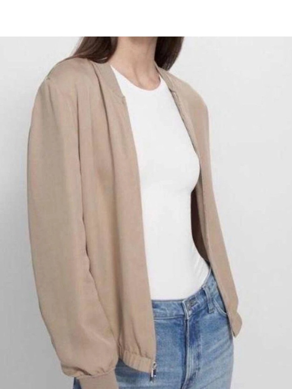 Aritzia Babaton Gilroy Blouson Bomber Crepe Zip Up Jacket Taupe‎ - Size M